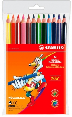 Creioane colorate trio 12 culori Stabilo