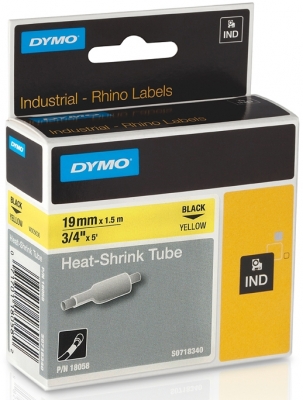 Tub termocontractibil ID1 19 mm x 1.5 m  negru-galben Dymo