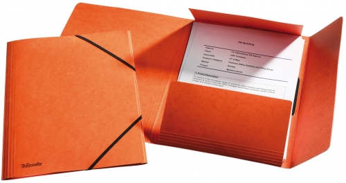 Mapa A4 lux din carton cu elastic Esselte portocaliu
