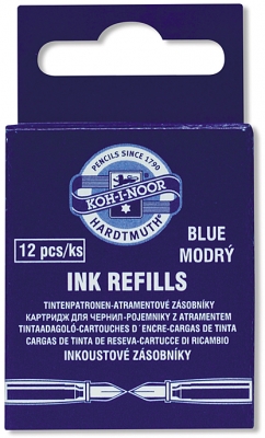 Patroane cerneala mici, albastru, 12 buc/set Koh-I-Noor