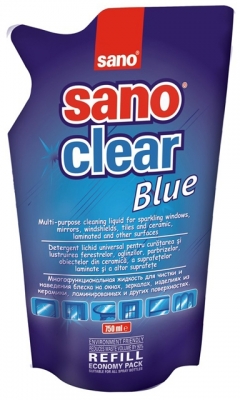 Rezerva solutie pentru curatat geamuri, 750 ml, Sano Clear Trigger Blue