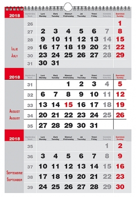 Calendar triptic de perete 2 culori 2018