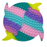 Jucarie senzoriala antistres Pop it Now and Flip it, Push Bubble, 30 cm, XXL, model Delfin Dublu multicolor 
