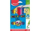 Creioane Colorate, Color Peps Star, 18 culori/set, FSC, Maped 