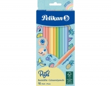 Creioane pastel color lacuite, sectiune hexagonala, Mina 3 mm, set 12 culori, Pelikan