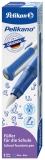 Stilou penita F, grip ergonomic, pentru dreptaci, 1 patron mare albastru inclus, culoare albastru, in cutie de carton, Pelikan