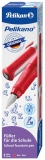 Stilou penita M, grip ergonomic, pentru dreptaci, 1 patron mare albastru inclus, culoare rosu, in cutie de carton, Pelikan