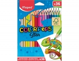 Creioane Colorate, Color Peps Star, 36 culori/set, FSC, Maped 