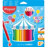 Creioane colorate Color Peps My First Jumbo FSC, 18 culori/set, Maped