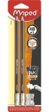 Creion grafit HB cu guma de sters, 2 buc/set si ascutitoare, Black Peps Jumbo Maped 