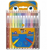 Set mixt coloriaj, creioane colorate Evolution si markere de colorat Kid Couleur, 18 + 12 bucati/set, Bic