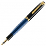 Stilou Souveran M800, penita M aur 18K, accesorii placate cu aur, negru-albastru, Pelikan