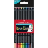 Creioane colorate, 12 culori, black edition, Faber-Castell