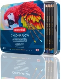 Creioane colorate Professional Chromaflow, cutie metalica, 48 buc/set, Derwent
