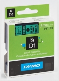 Banda D1 9 mm x 7 m negru-verde Dymo