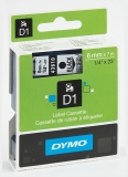 Banda D1 6 mm x 7 m negru-transparent Dymo