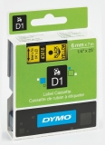 Banda D1 6 mm x 7 m negru-galben Dymo