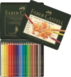 Creioane colorate Polychromos, cutie metal, 24 culori/set Faber-Castell
