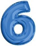 Balon, folie aluminiu, albastru, cifra 6, 81 cm 