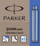 Rezerva stilou 6 bucati/set Parker Quink mini Ink washable blue 
