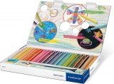 Creioane colorate 3 in 1 + ascutitoare si pensula, Noris Junior, 18 culori/set Staedtler