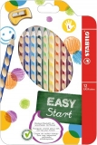 Creioane colorate EasyColors, pentru stangaci, 12 culori/set Stabilo 
