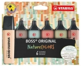 Textmarker Boss Original Nature Colors, 6 culori/set, Stabilo 