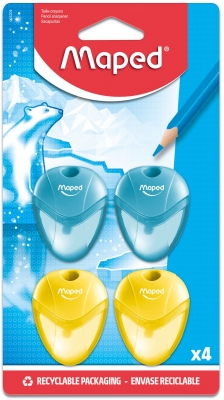 Ascutitoare Maped, I-Gloo, neon, simpla cu rezervor, 4 buc/set