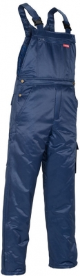 Pantaloni de iarna cu pieptar,  captusiti, albastru inchis, Rock Safety 