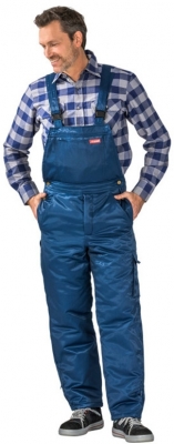 Pantaloni de iarna cu pieptar,  captusiti, albastru inchis, Rock Safety 