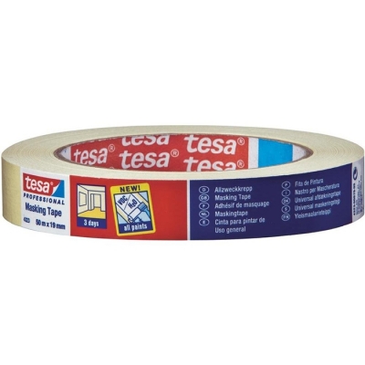Banda adeziva de mascare din hartie 19 mm x 50 m Tesa