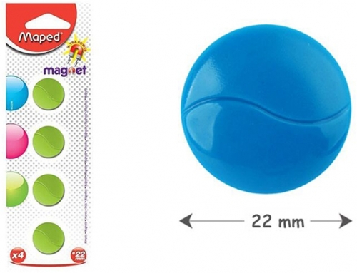 Magnet rotund, 22 mm, culori asortate, 4 buc/set Maped