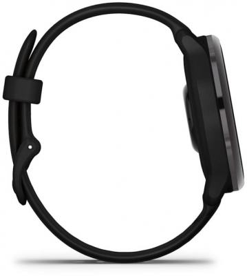 Ceas Garmin vívoactive 6 display AMOLED, dimensiune afisaj 30.4 mm, rezolutie afisaj  390 x 390 pixeli, memorie 8GB, autonomie până la 11 zile (5 zile cu afişajul permanent pornit) rezistanta la apa pana la 5 ATM, greutate: 23g, ramă Black cu curea Bone, carcasă Slate şi curea din silicon