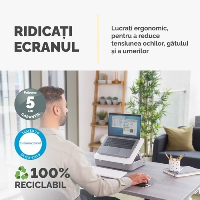 Husa si suport pentru laptop 2 in 1 culoare alba Breyta Blanco Fellowes
