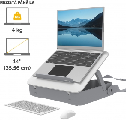 Husa si suport pentru laptop 2 in 1 culoare alba Breyta Blanco Fellowes