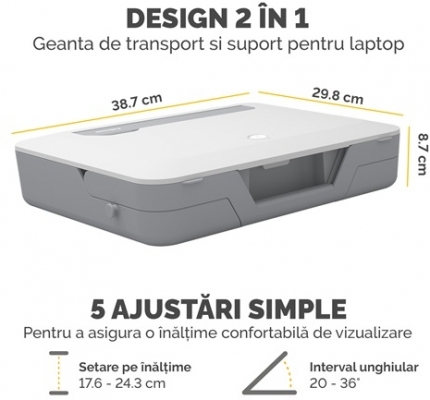 Husa si suport pentru laptop 2 in 1 culoare alba Breyta Blanco Fellowes