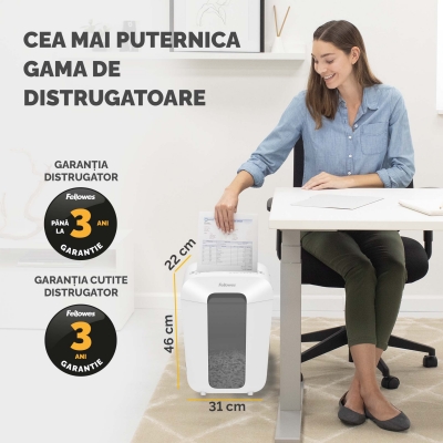 Distrugator documente Fellowes Powershred, LX70, 11 coli, cross-cut, alb 