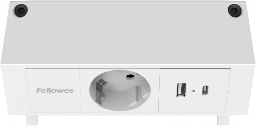 Priza modulara Fellowes, Filex Power Desk Up 2.0 cu priza Schuko modulara 230V, USB-A si USB-C, alb