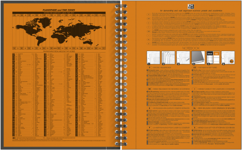 Agenda Oxford International Organiser NoteBook, A5+, 80 file, coperta PEFC, fila micro-perforata, gri, patratele