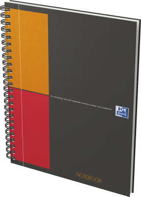 Agenda Oxford International Organiser NoteBook, A5+, 80 file, coperta PEFC, fila micro-perforata, gri, patratele