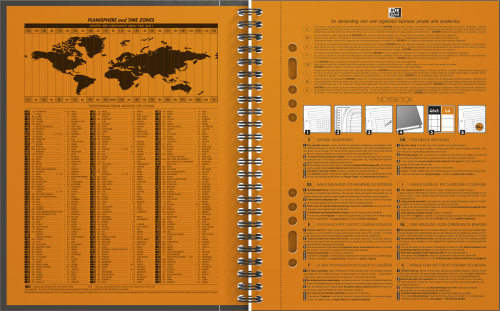 Agenda Oxford International Notebook, A5+, 80 file, coperta rigida, gri, patratele