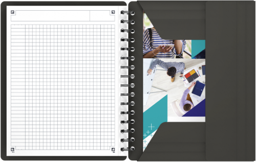 Agenda Oxford International Meeting Book, A5+, 80 file, coperta PP, file pre-perforate, 3 clape pe coperta, gri, patratele