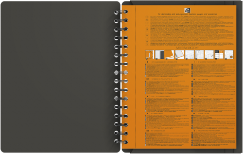 Agenda Oxford International Meeting Book, A5+, 80 file, coperta PP, file pre-perforate, 3 clape pe coperta, gri, patratele