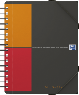 Agenda Oxford International Meeting Book, A5+, 80 file, coperta PP, file pre-perforate, 3 clape pe coperta, gri, patratele