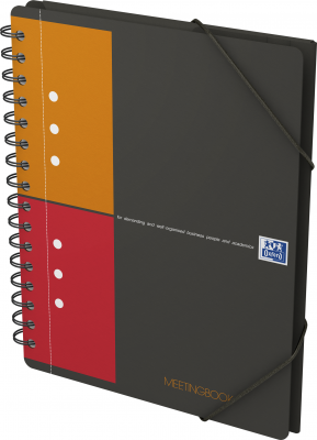Agenda Oxford International Meeting Book, A5+, 80 file, coperta PP, 10 perorati, 3 clape pe coperta, gri, patratele