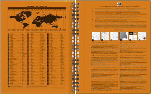 Agenda Oxford International Organiser NoteBook, A5+, 80 file, coperta PEFC, file micro-perforate, portocaliu, dictando