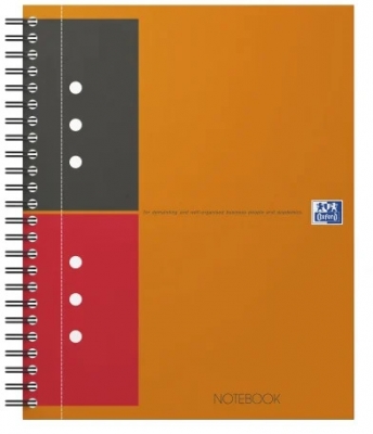 Agenda Oxford International Organiser NoteBook, A5+, 80 file, coperta PEFC, 10 perforatii, portocaliu, dictando