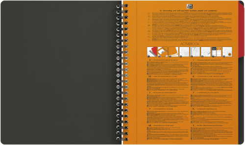 Agenda Oxford International Active Book, A5+, 80 file, coperta PP, file micro-perforate gri, patratele