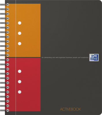 Agenda Oxford International Active Book, A5+, 80 file, coperta PP, 10 perforatii gri, patratele
