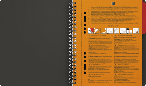 Agenda Oxford International Active Book, A5+, 80 file, coperta PP, 10 perforatii gri, patratele